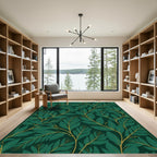Emerald Green Branch Foliage Rug