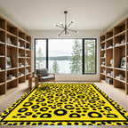 Vibrant Yellow Black Spotty Leopard Rug