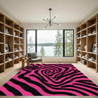 Vibrant Pink Black Swirl Zebra Rug