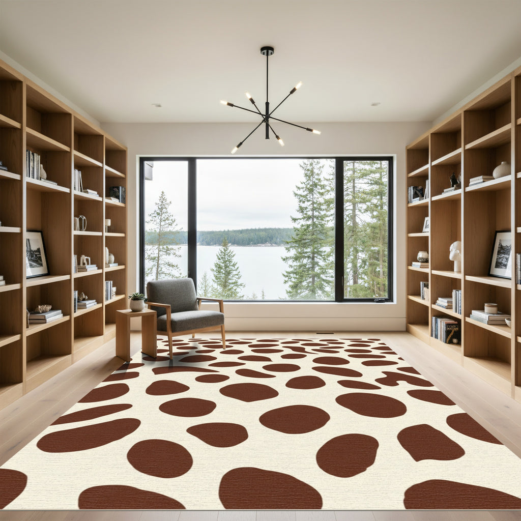 Cream Brown Spotty Meadow Rug