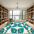 Teal Butterfly Organic Symmetry Rug