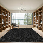 Dark Smoke Swirling Abstract Rug