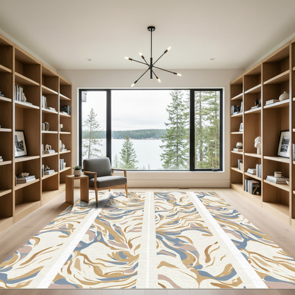 Earthy Abstract Striped Flow Rug