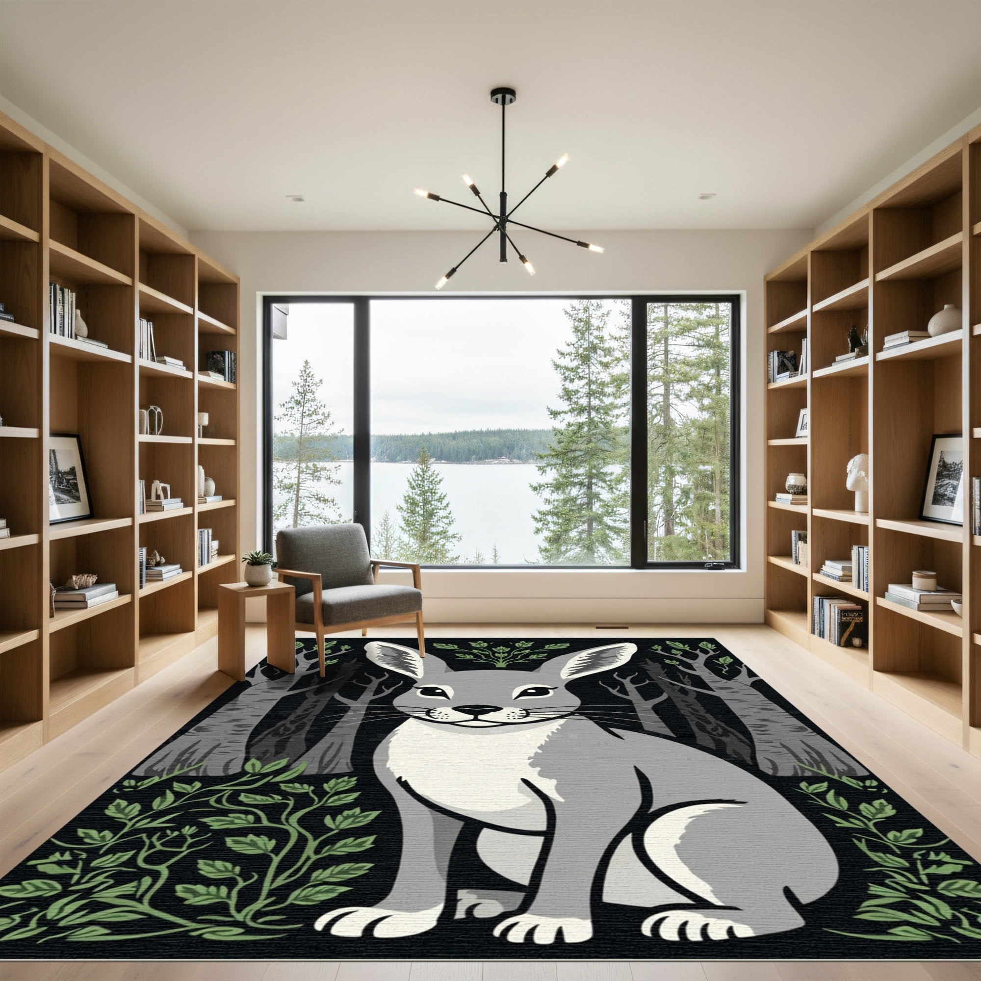 Gray Hare Woodland Grove Composition Rug