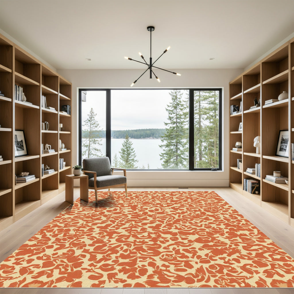Terracotta Abstract Floral Scatter Rug