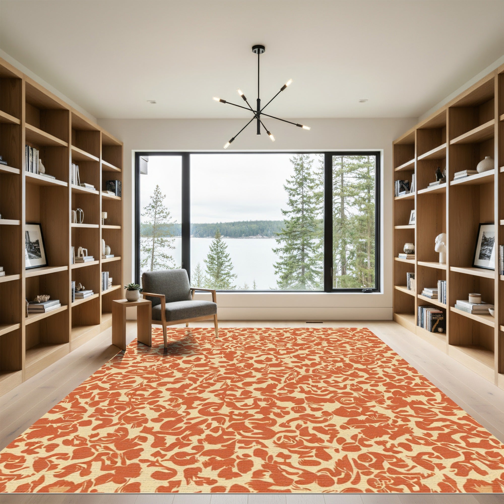 Terracotta Abstract Floral Scatter Rug