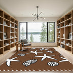 Brown Starfish Shell Repeating Pattern Rug