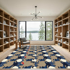 Abstract Blue Earth Tone Shapes Rug