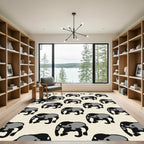 Bold Black Gray Elephant Repeat Rug