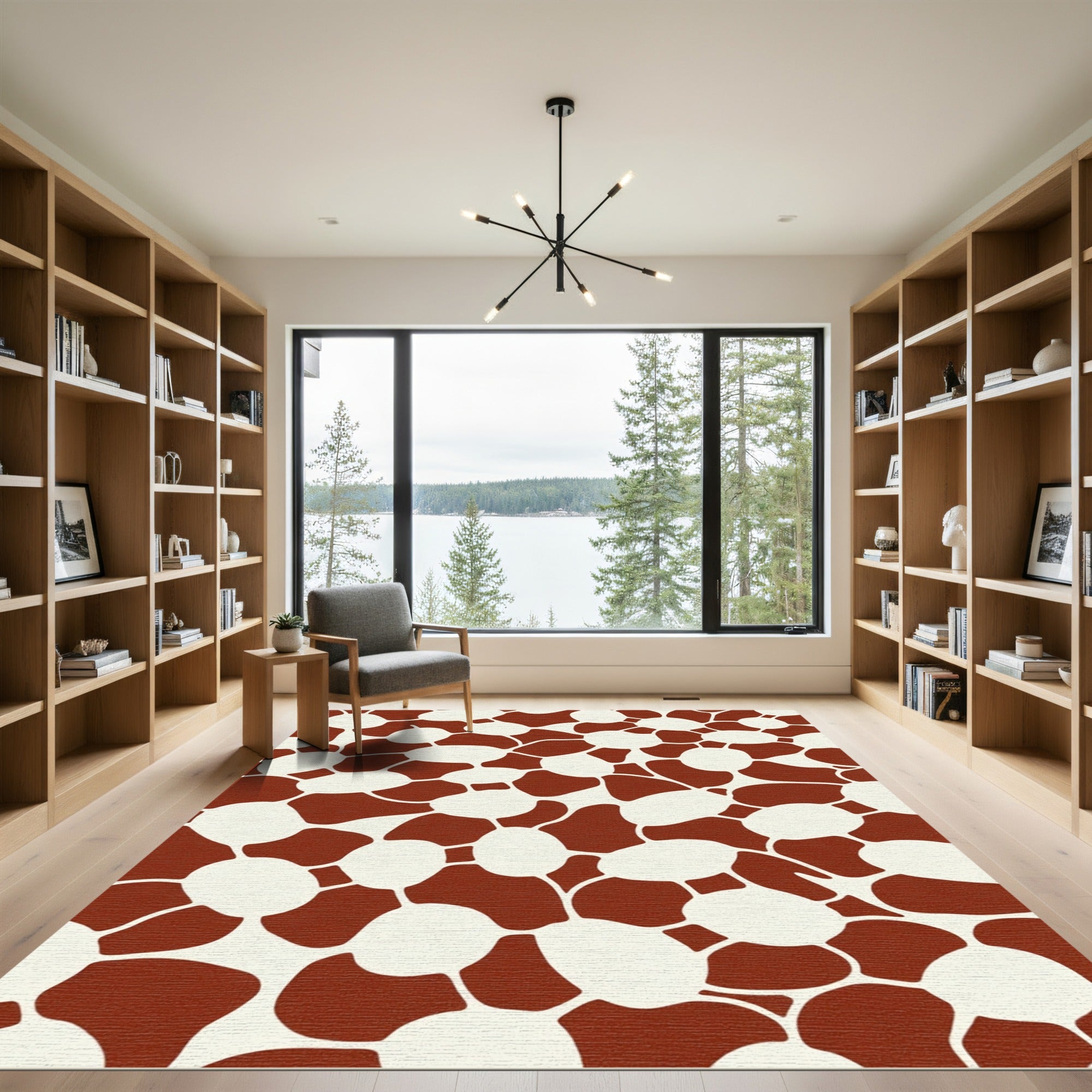 Brown White Animal Print Spots Rug