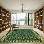 Emerald Gold Scroll Lattice Rug