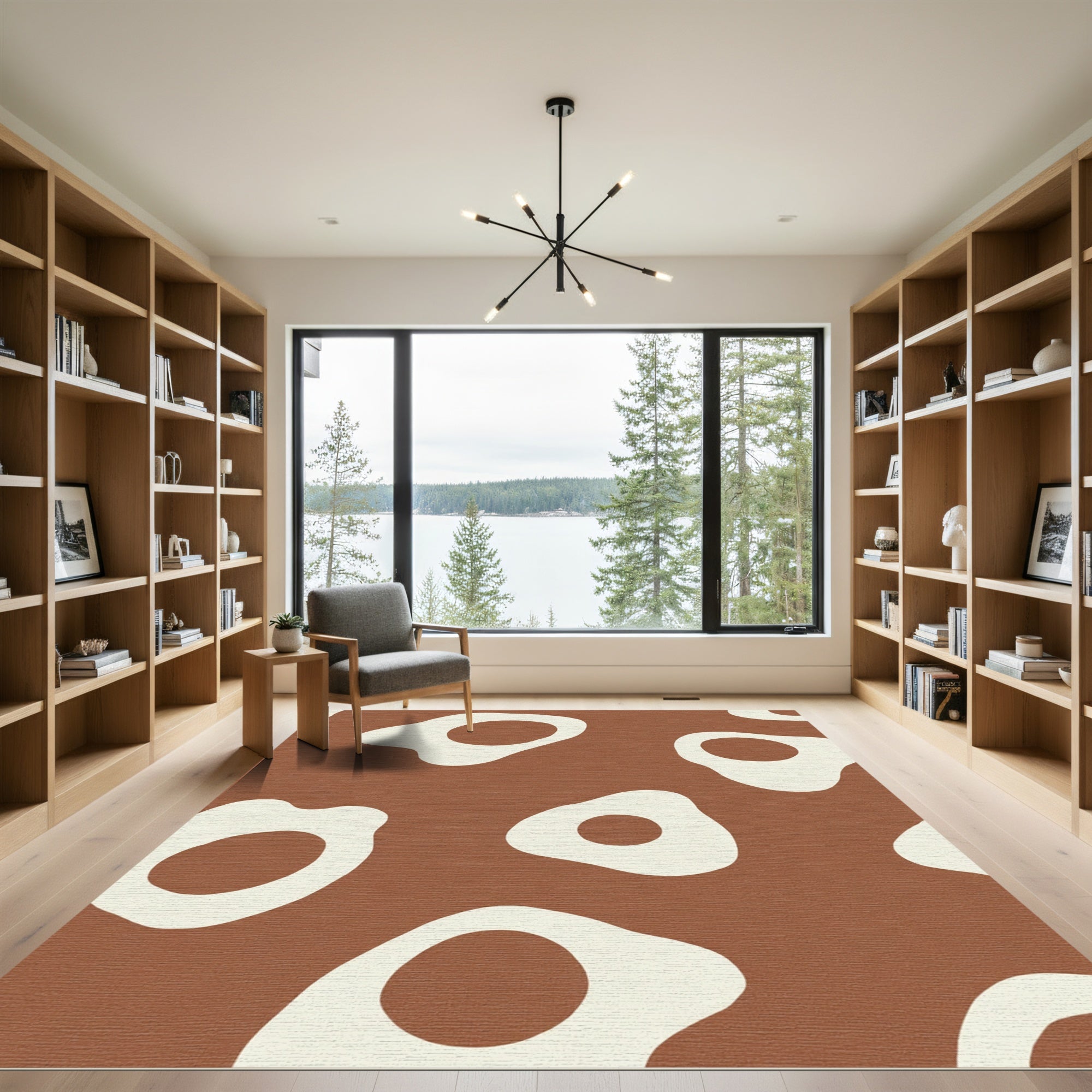 Abstract Terracotta Organic Blob Rug