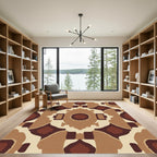 Earthy Brown Symmetrical Abstract Harmony Rug