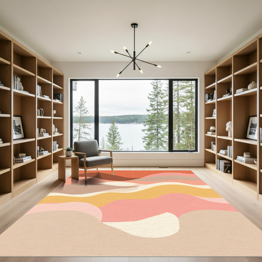 Abstract Terracotta Hues Organic Waves Rug