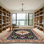 Crimson Floral Garden Medallion Rug