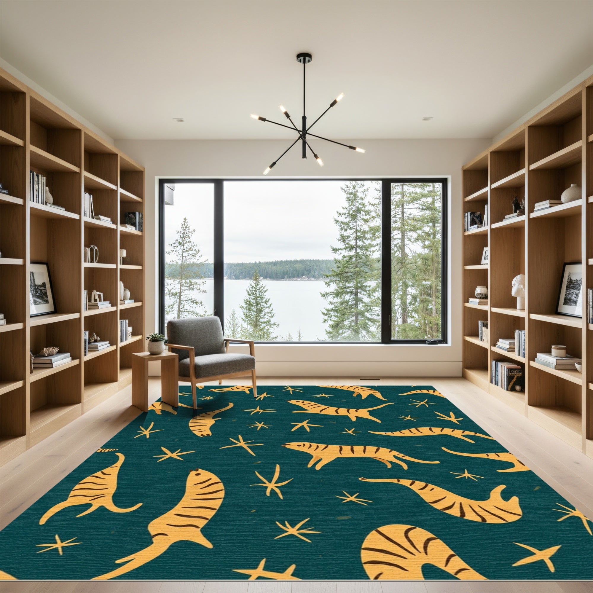 Amber Tigers Amidst Starbursts Rug