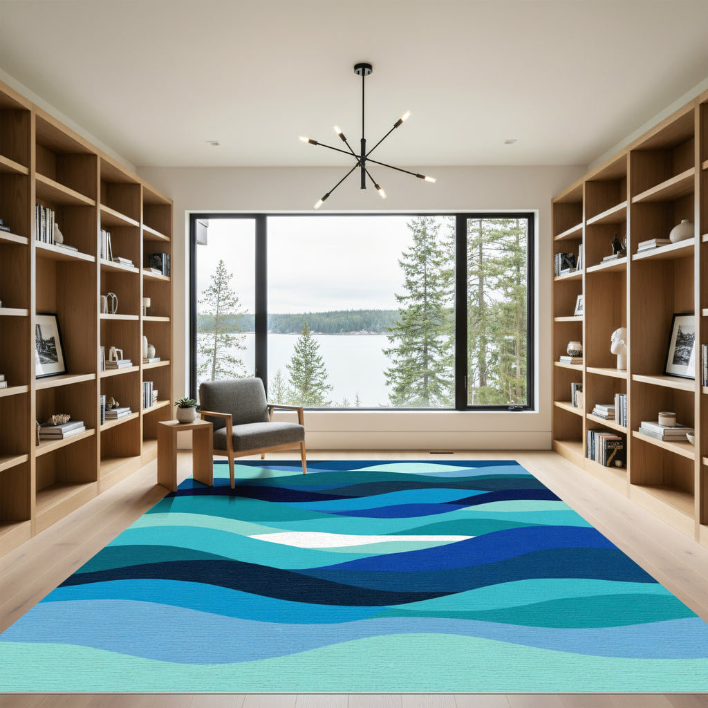 Oceanic Ripples Abstract Waves Rug