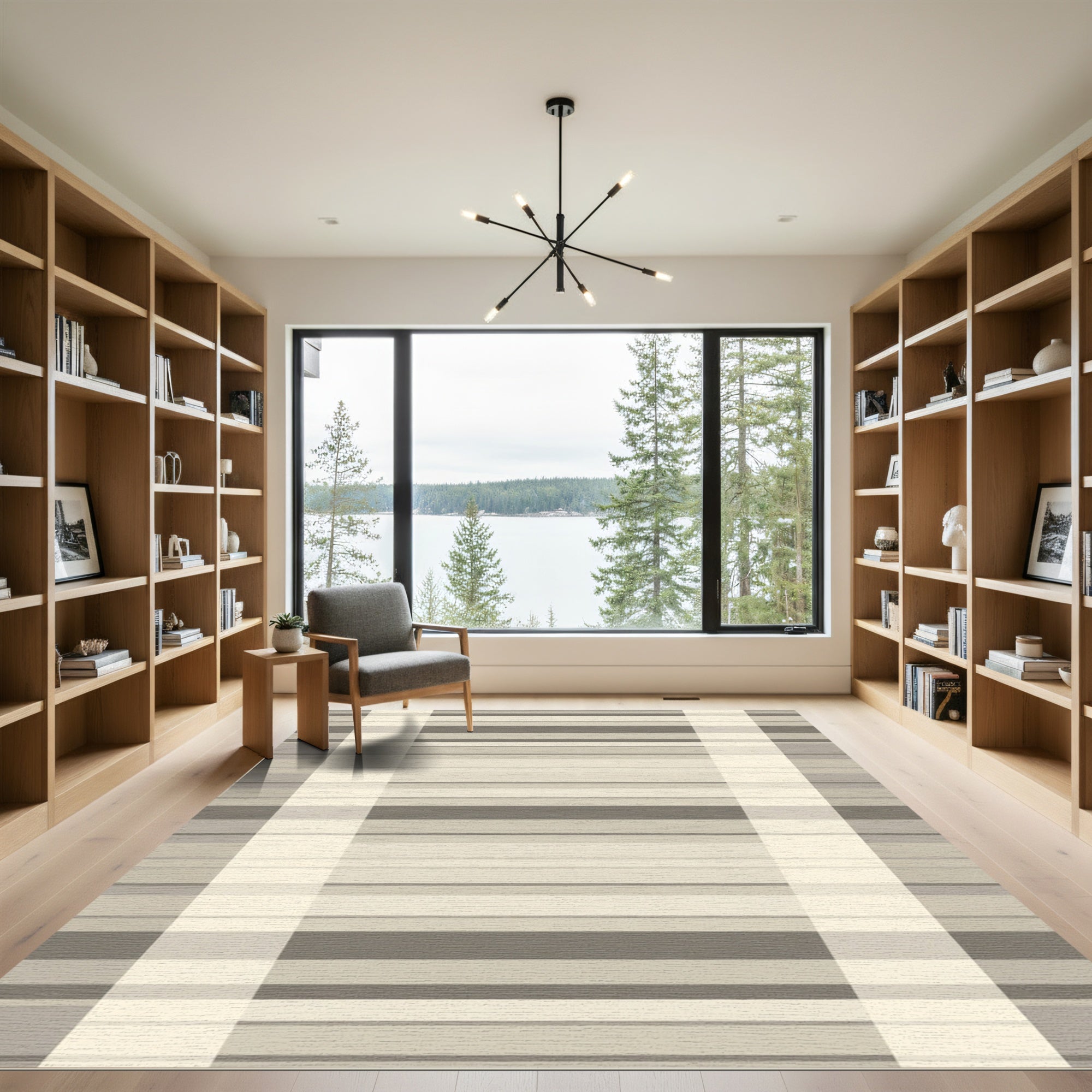Neutral Tones Plaid Stripe Rug
