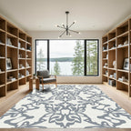 Gray Damask Floral Trefoil Rug