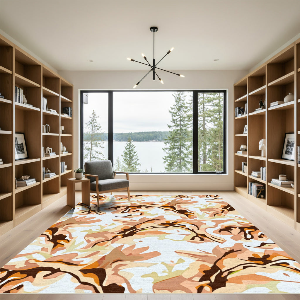 Earthy Abstract Camouflage Organic Shapes Rug