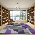 Abstract Purple Grayscale Curves Rug