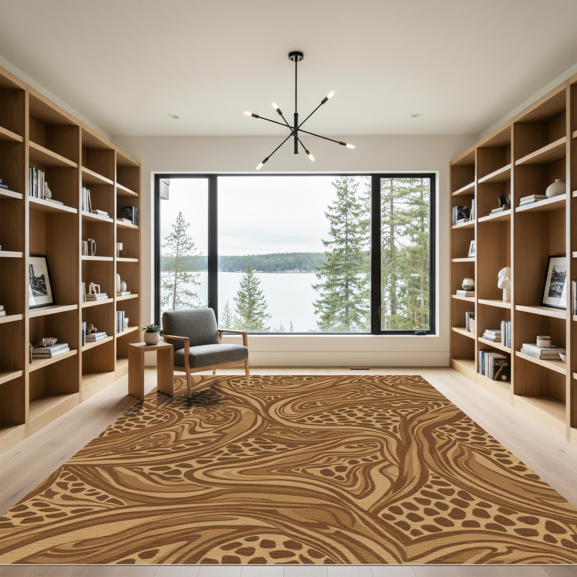 Brown Swirls Animal Print Abstract Rug