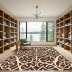 Brown Beige Organic Vine Mandala Rug