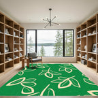 Emerald Green Cream Leafy Branch Rug