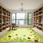 Whimsical Ladybug Butterfly Busy Meadow Rug