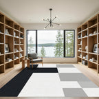 Modern Monochrome Geometric Blocks Rug