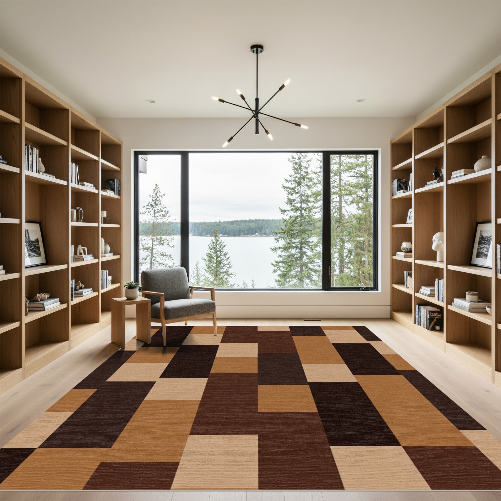 Earthy Tones Geometric Blocks Rug