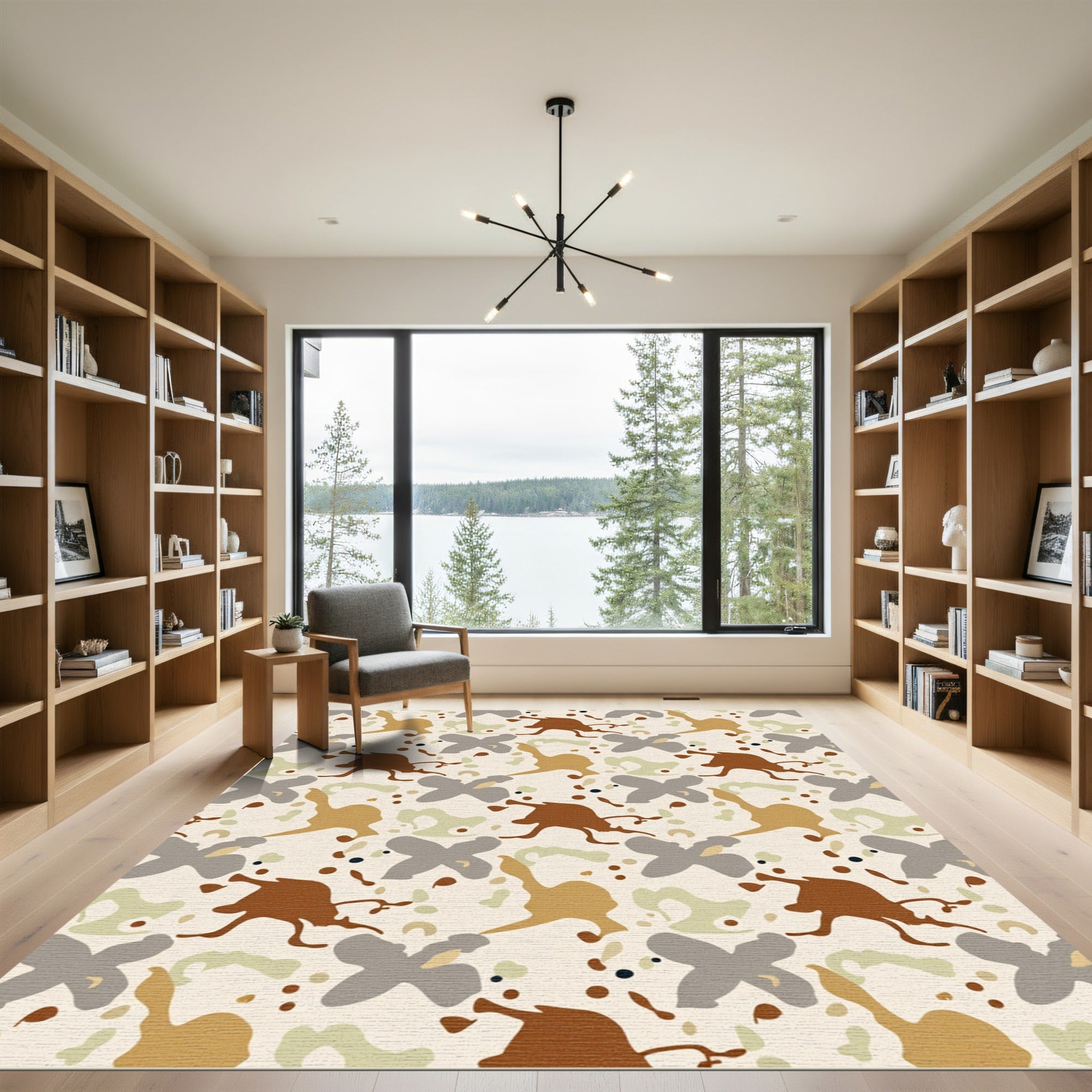 Earthy Abstract Camouflage Splatter Rug