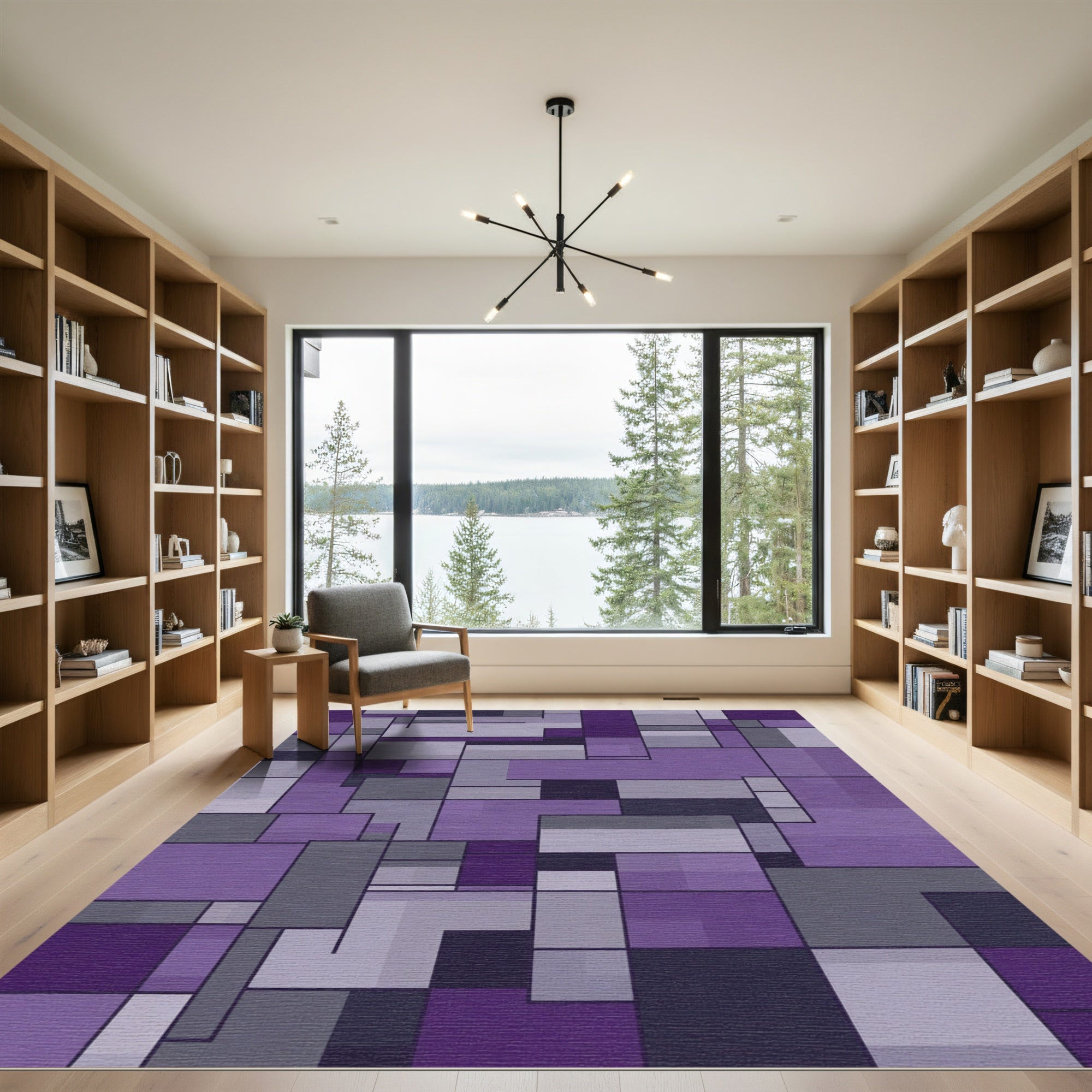 Amethyst Geometric Block Rectangles Rug