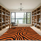 Bold Orange Black Zebra Stripe Rug