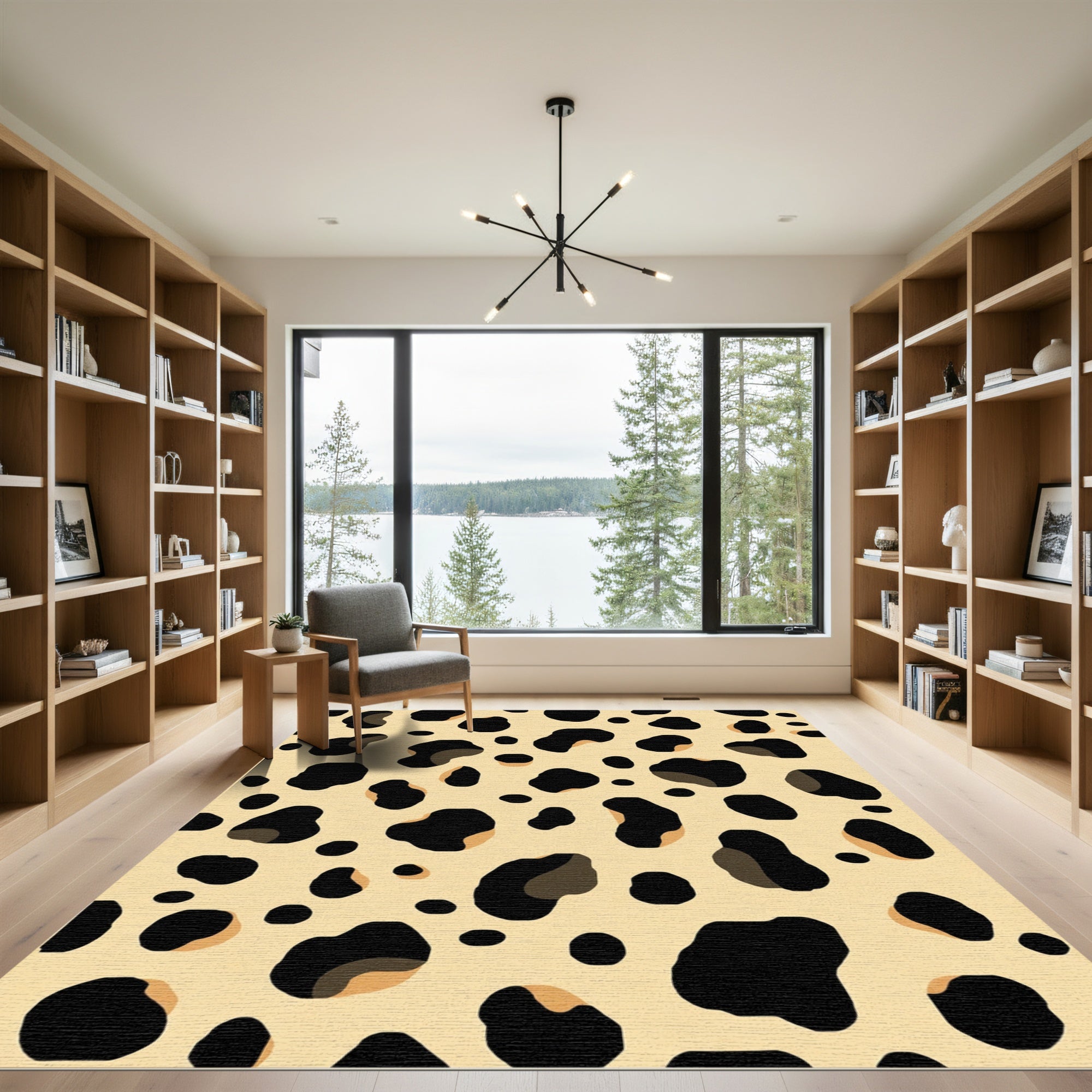 Spotted Cheetah Print Cream Rug