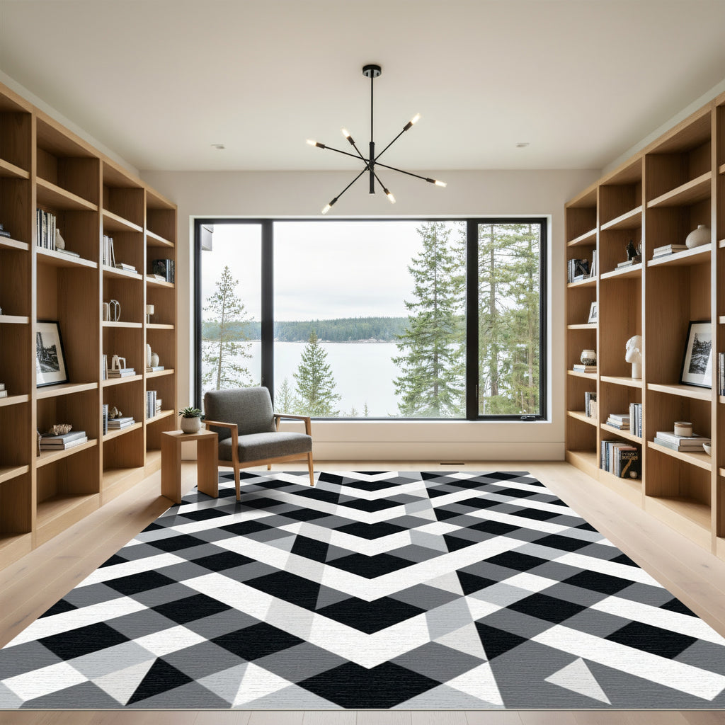 Abstract Geometric Chevron Stripe Rug