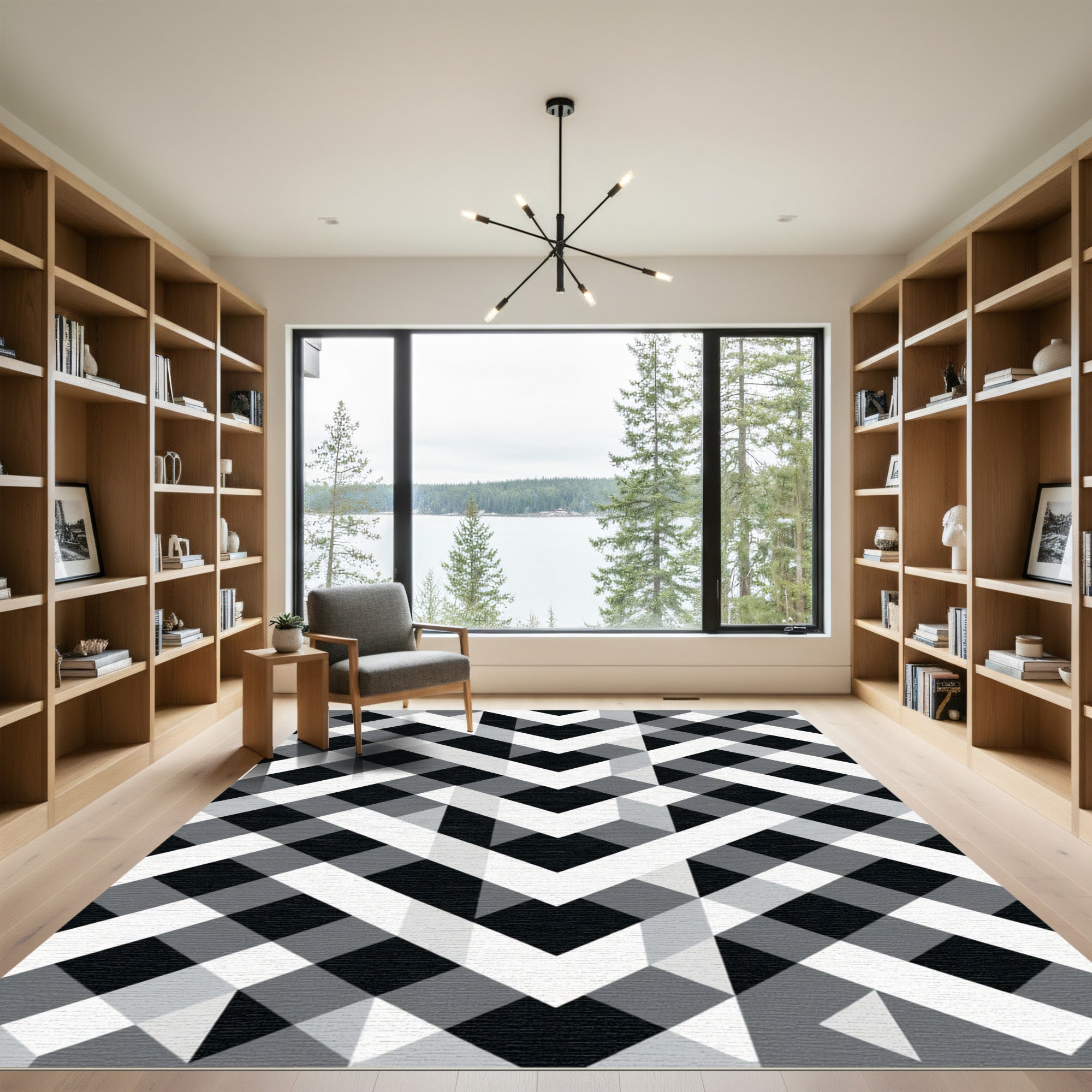 Abstract Geometric Chevron Stripe Rug
