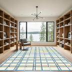 Navy Blue Geometric Interlocking Squares Rug
