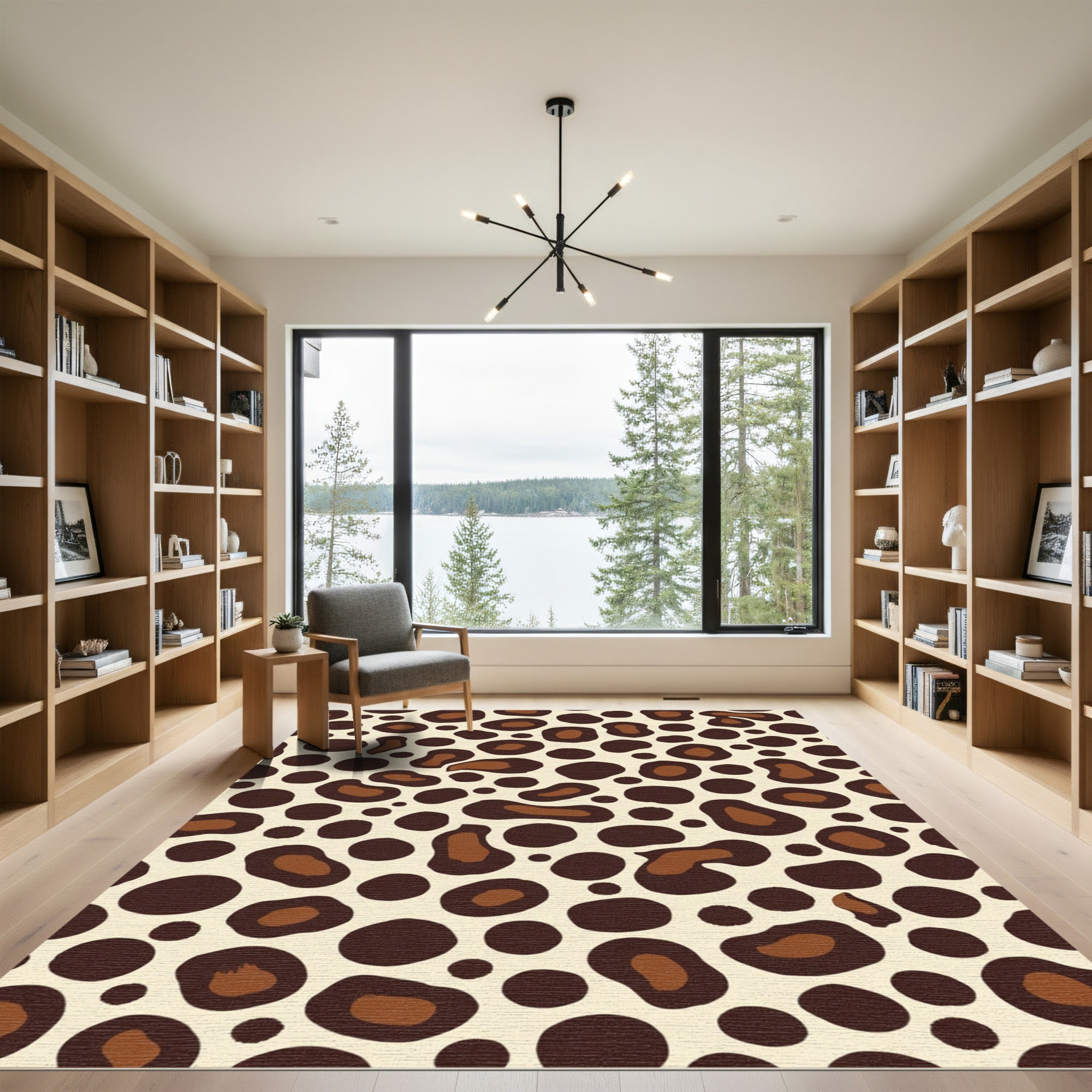 Bold Brown Animal Print Spots Rug