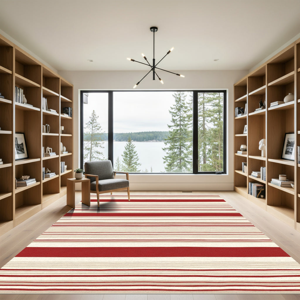 Crimson Tan Stripe Rug