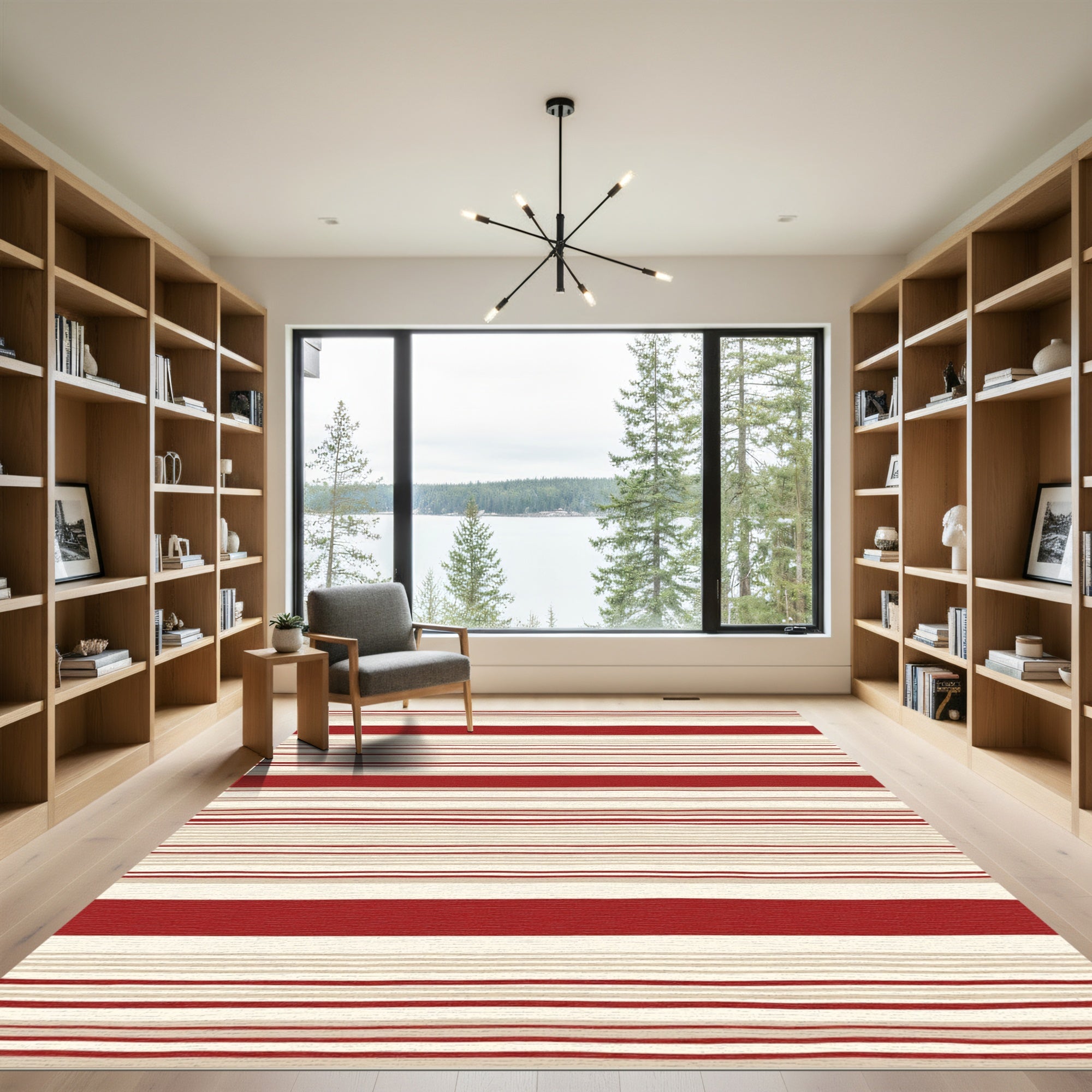 Crimson Tan Stripe Rug