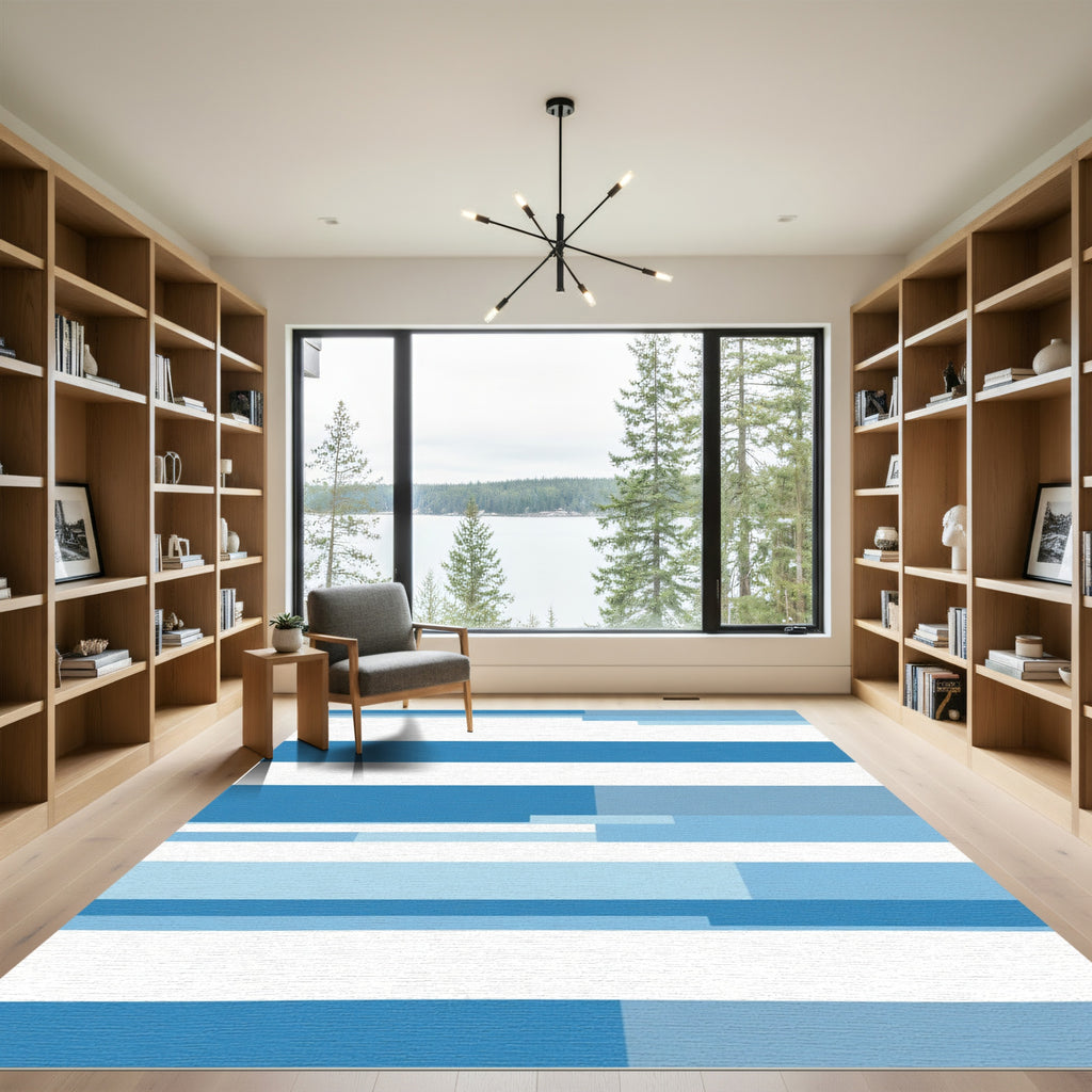 Blue Gradient Horizontal Stripe Rug