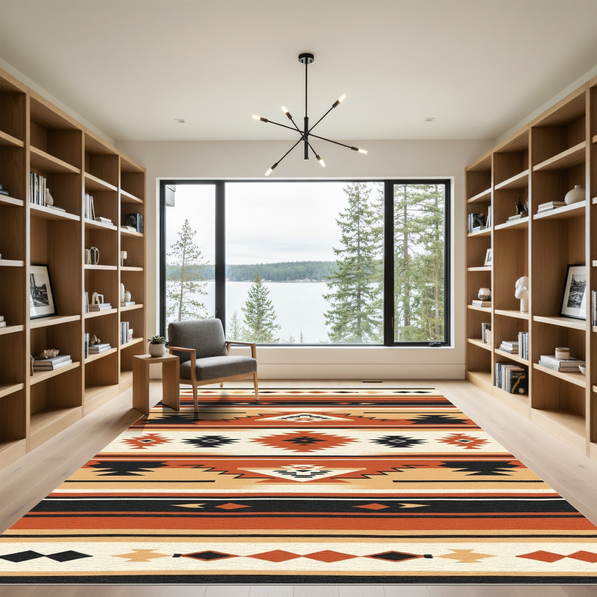 Geometric Tribal Diamond Stripes Rug