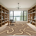 Retro Neutral Swirl Stripe Rug