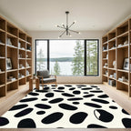 Abstract Black Speckled Cream Rug