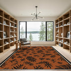 Earthy Terracotta Black Leaf Scatter Rug