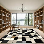Geometric Block Inlay Neutral Palette Rug