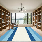 Striped Cream And Blue Tones Rug