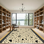 Dappled Black Gray Terrazzo Bordered Rug