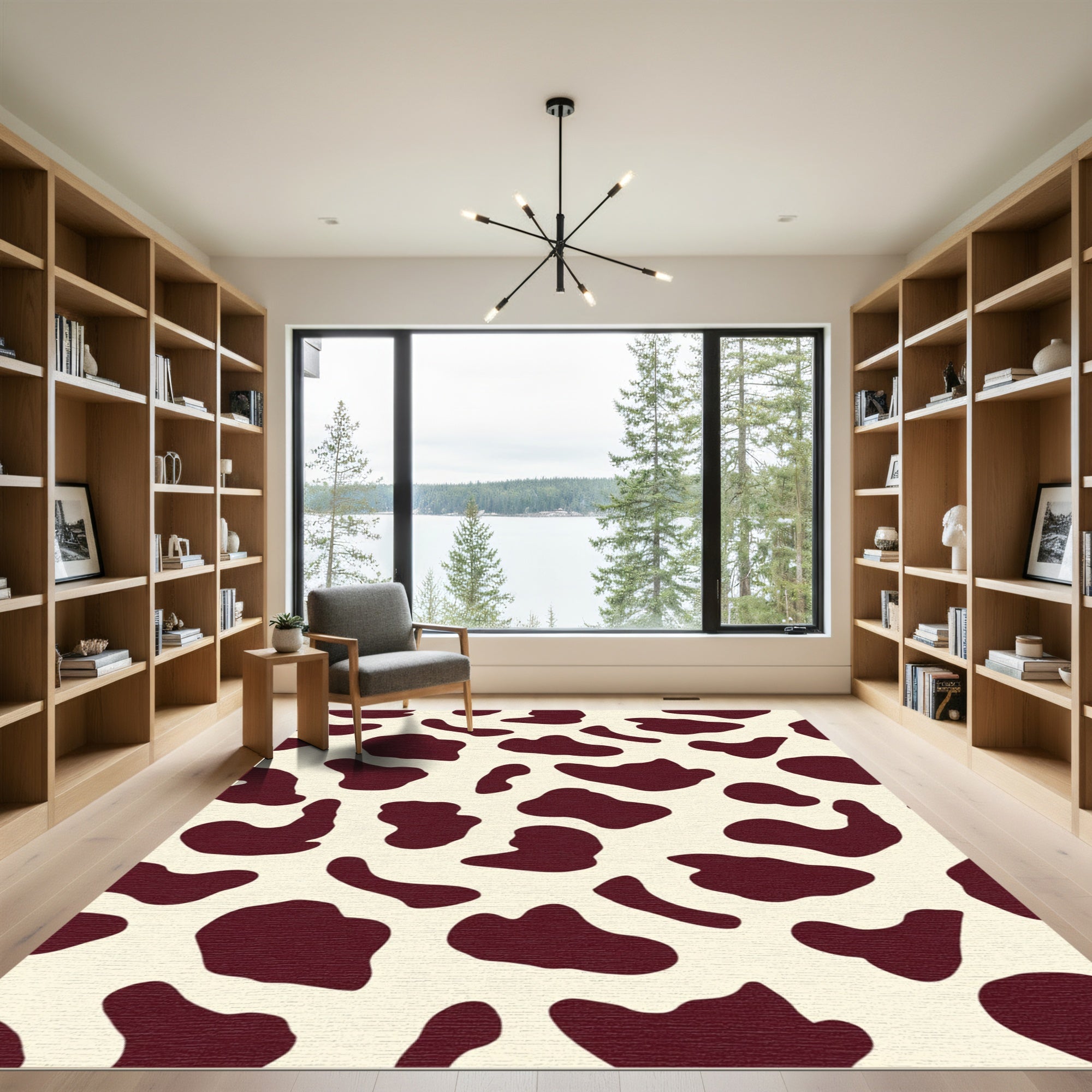 Crimson Spots on Cream Terrain Rug